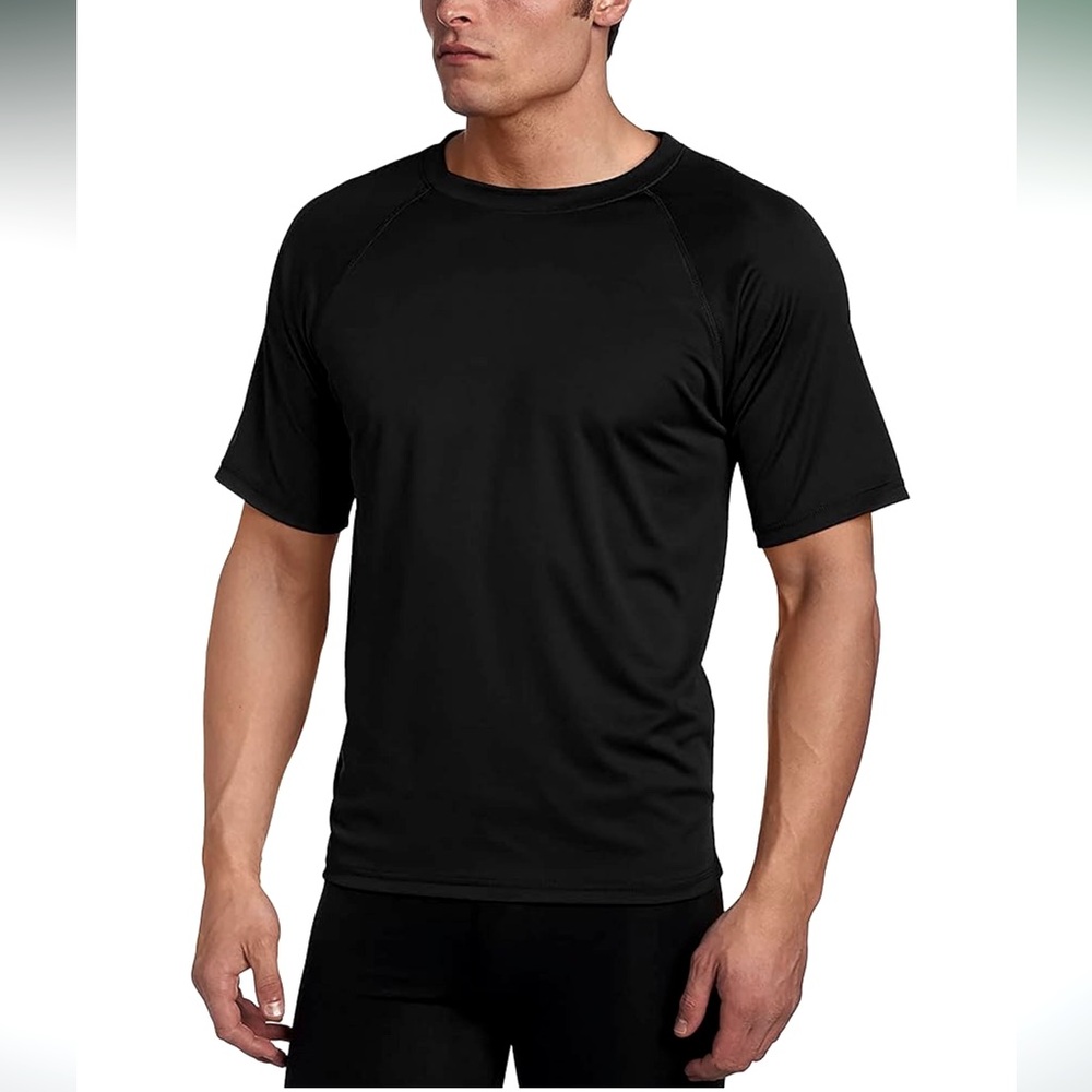 NWT Kanu Surf Men's Short Sleeve UPF 50 Swim Shirt Rash Guard in Black, Size XXL